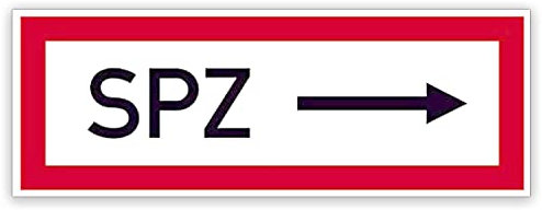 Betriebsausstattung24® Hinweisschild für den Brandschutz SPZ ->, selbstkl. Folie, 29,70x10,50cm