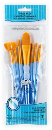Royal and Langnickel Crafter's Choice Oval Taklon Variety Brush Set - Gold (Pack of 7)