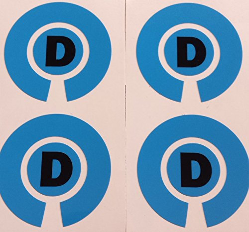 Crown Green Lawn Indoor Bowls Adhesive Lettered Coloured Marker Labels Set of 4 (Blue, D)