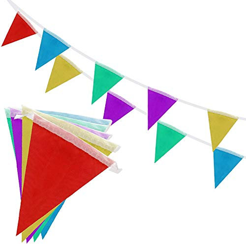 Winsome Bunting Flags Multi Colour Pvc Plastic Pennant Banner - Waterproof Colourful Double Sided For Birthday Party Baby Shower, And Sporting Events | 33 Feet Long 20
