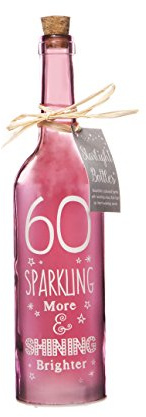 Boxer Gifts Light-Up LED 60 Birthday Glass Starlight Bottle | Beautiful, Decorative Homeware Gift Perfect For a 60th Birthday | Complete With Gorgeous Gift Tag