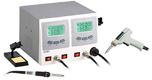 STAZIONE SALDANTE DISSALDANTE ZD-987 SALDATURA E DISSALDATURA PISTOLA SUCCHIA ASPIRA STAGNO A POMPA SALDATORE DISSALDATORE emporiotecnologico® DOPPIO DISPLAY 110-240V