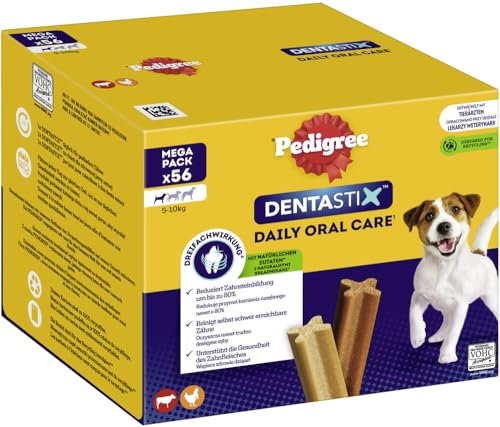 PEDIGREE DentaStix Hundesnack für kleine Hunde (5-10kg), Zahnpflege-Snack mit Huhn und Rind, 1 Packung je 56 Stück (1 x 880 g)