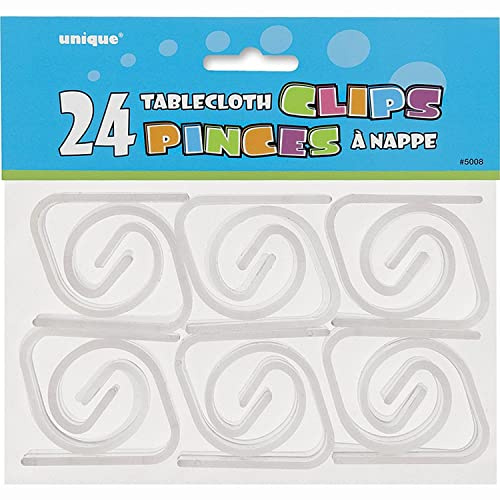 Unique Party 5008 - Pinces à Nappe en Plastique Transparent - Paquet de 24