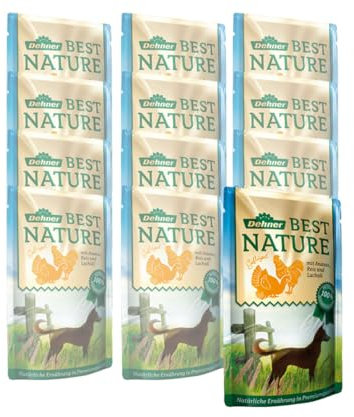 Dehner Best Nature Hundefutter, Nassfutter, für ausgewachsene Hunde, Geflügel / Reis, 12 x 150 g Beutel (1.8 kg)