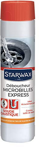 STARWAX Déboucheur Microbilles pour Canalisations - 500g - Idéal pour Déboucher les Canalisations Rapidement - Action Choc - Débouche évier, Lavabo, Douche et Baignoire