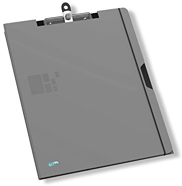 Oxford Klemmbrett-Mappe, mit Clip, Aufhängeöse und Stiftehalter, grau