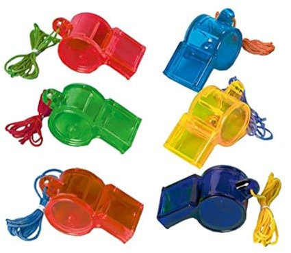 Amscan INT390191 - 12 Trillerpfeifen Plastik 4,6 x 2,4 cm, Mitgebsel, Spielzeug