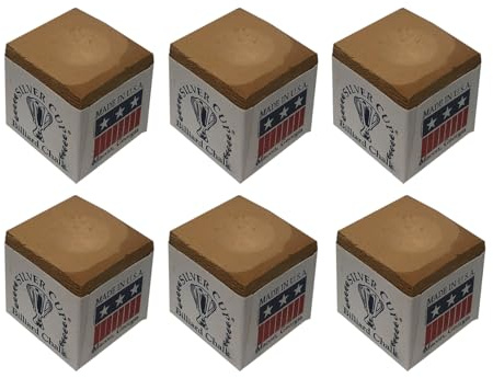 Silver Cup Set of 6 Tan Billiard Pool Cue Chalk