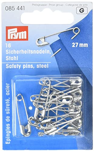 Prym Safety Pins, 27mm, Silver, 16 pc