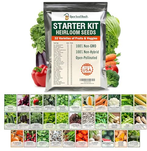 Open Seed Vault |15,000 Heirloom Seeds | 32 Seed Types | Survival Seeds | 2026 Season | Non GMO Vegetable and Fruit Seeds | Planting Outdoor & Indoor Garden