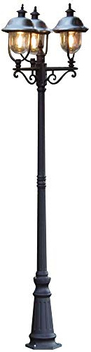 Konstsmide Parma 7243-000 Mastleuchte / B: 60cm T: 60cm H: 218cm / 1x75W / IP43 / lackiertes Aluminium / matt-schwarz / Edelstahl
