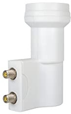 Megasat High Gain Twin LNB – LNB Universel (pour 2 participants, idéal pour Les Satellites Difficiles à recevoir, Forte Amplification du Signal de 70 DB) – Blanc