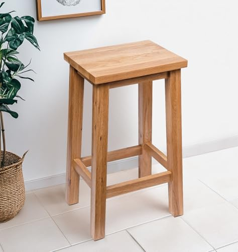 Hallowood Furniture Camberley Solid Wooden Bar Stool in Light Oak Finish