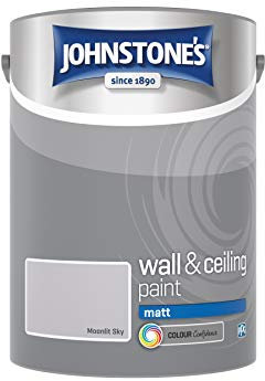 Johnstone's - Wall & Ceiling Paint - Moonlit Sky - Matt Finish - Emulsion Paint - Fantastic Coverage - Easy to Apply - Dry in 1-2 Hours - 12m2 Coverage per Litre - 5L