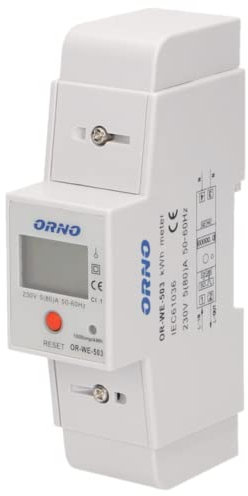 ORNO WE-503 Compteur Electrique Monophasé 80A Indicateur Supplémentaire Sortie d'Impulsion RESET 2 Modules pour DIN TH-35mm
