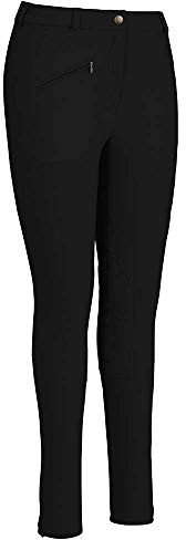 TuffRider Women's Ribb Knee Patch Breeches (Regular), Black, 32