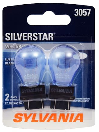 SYLVANIA - 3057 SilverStar Mini Bulb - Brighter and Whiter Light, Ideal for Daytime Running Lights (DRL) and Back-Up/Reverse Lights (Contains 2 Bulbs)