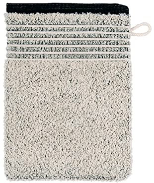 möve Eden Waschhandschuh Biesenbordüre 15 x 20 cm aus 80 % Baumwolle / 20 % Leinen, nature / black
