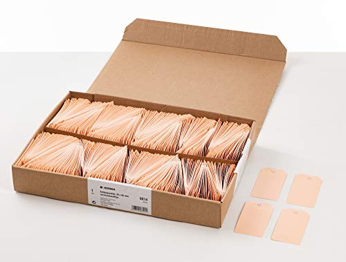 HERMA 6014 hängande prislappar små (45 x 90 mm, kartong, fasade hörn) presentetiketter/hängetiketter med plastögla, 1 000 papperslappar, brun