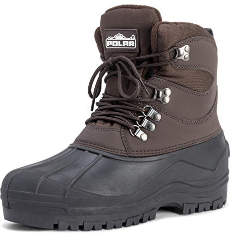 Polar Hommes Short Filet De Nylon Avec Superposition Canard Imperméable Sole Lacer Hiver Neige Bottes - Marron - UK10/EU44 - YC0440