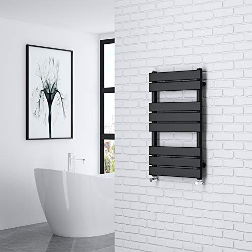 NRG 800x450mm Flat Panel Heated Towel Rail Bathroom Rad Radiator Black