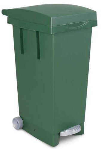 Bidone Immondizia 'Big Tata' Con Coperchio, Ruote E Pedale. Dimensioni Cm 38X50Xh80.