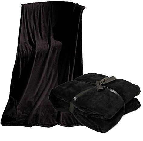 XXL mikrofiberfilt täcke filt, 220 x 240 cm svart