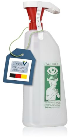​BARIKOS KS Augenspülflasche – Erste Hilfe Augendusche 620 ml für Säuren, Basen & Fremdkörper – Ph-neutral, ergonomisch, DIN EN 15154-4 zertifiziert​