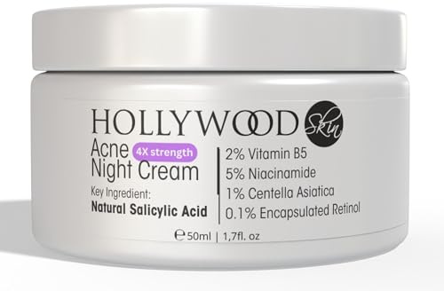 Acne Cream Treatment – 4X Strength | 2% Salicylic Acid, 5% Hyaluronic Acid, Tea Tree Oil, Vitamins A & C | Anti-Blemish, Deep Pore Action, Fights Breakouts. 50ml