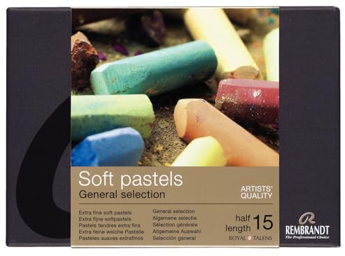 Rembrandt Professionnel Pastel Doux Set Sélection Générale de Couleurs | 15 Demi-Pastels
