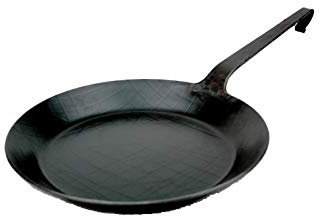 Alpenline Eisenpfanne handgeschmiedet, schmiedeeiserne Pfanne mit Hakenstiel Ø 28 cm