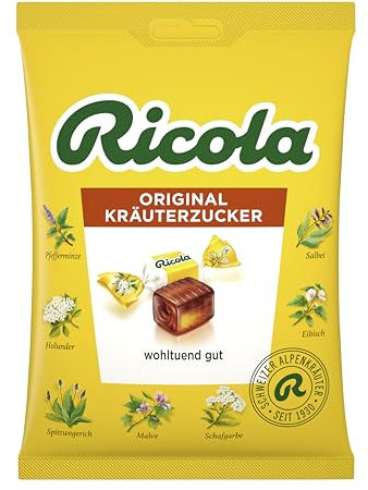 Ricola Original Kräuterzucker, 75g Beutel Original Schweizer Kräuter-Bonbons mit 13 Alpenkräutern & Menthol, zuckerfrei, 1 x 75g, vegan