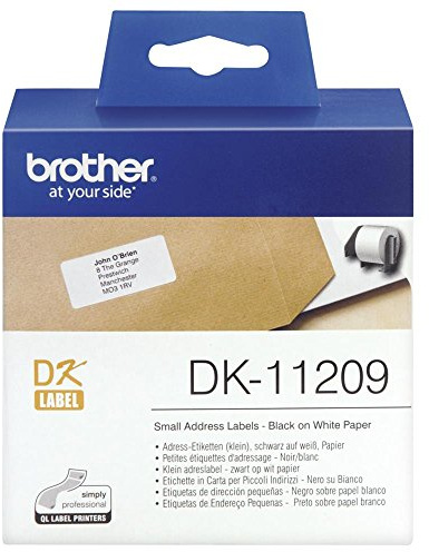 Brother DK11209, Etiquetas Precortadas de Dirección Pequeñas (Papel Térmico), 800 Etiquetas Blancas de 29 x 62 mm