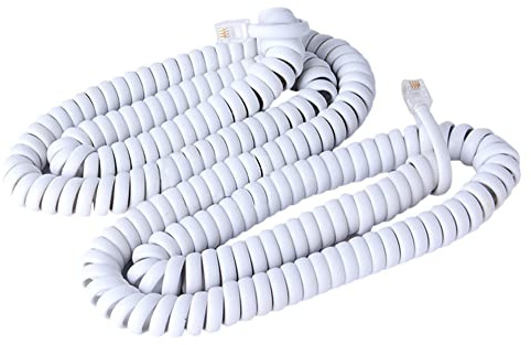 Cavo per cornetta telefonica da 6,5 m, colore bianco, standard