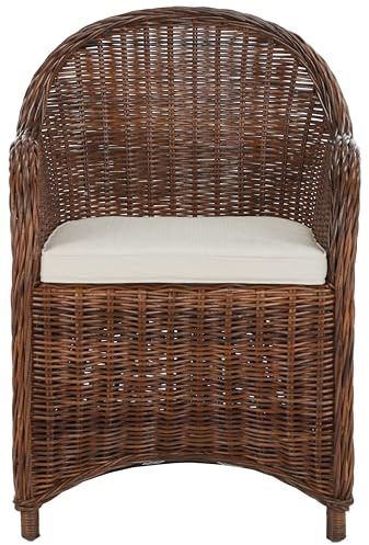 Safavieh Home Collection Hemi Brown & White Striped Wicker Club Chair, Standard
