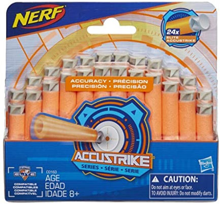 Nerf Accustrike Elite 24 Dart Nachfüllpack, Weihnachtsstrumpffüller – 24 offizielle Elite-Dartpfeile – kompatibel mit Elite&Accustrike Elite-Blastern