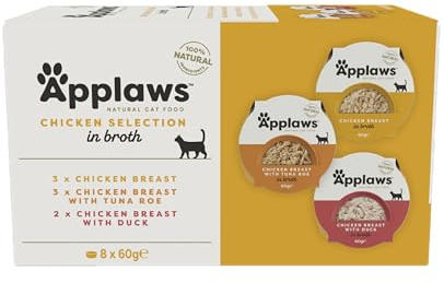 Applaws Natural Wet Cat Food Pots, Chicken Selection in Broth - 8 x 60g