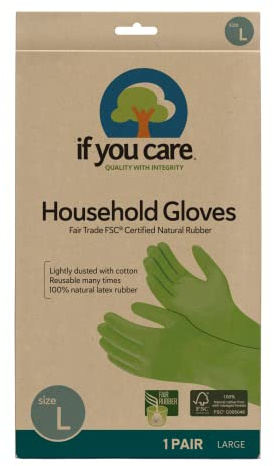 If You Care Latex Gloves, Large – 1 Pair (Pack of 1) – For Gardening, Dishwashing, Cleaning Kitchen and Bathroom – 100% Cotton Lined, Reusable for Women and Men, Green