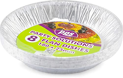 PPS 10 x runde Folien-Auflaufformen – 180 mm x 25 mm Einweg-Tablett, Aluminium, Silber, 180mm x 25mm