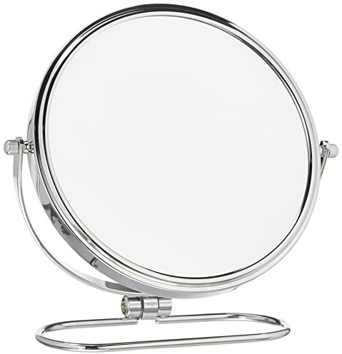 HIMRY Faltbare Doppelseitig Kosmetik Spiegel 8 inch, 5X Vergrößerung, 360° drehbar. Kosmetikspiegel Tischspiegel, 2 Spiegel: normal und 5 - Fach Vergrößerung, verchromten, KXD3125-5x