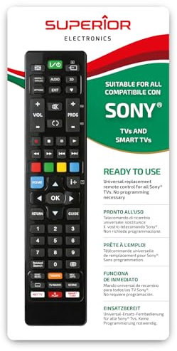 Telecomando universale per tutti i televisori SONY pronto all'uso non richiede programmazione.