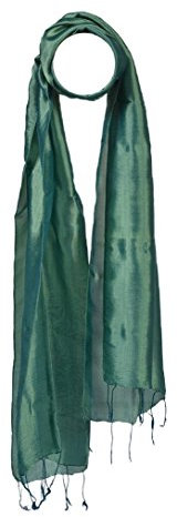 YSS Seidenschal 1 A Qualität Made in Thailand Einfarbig (30x163cm, Türkisgrün)