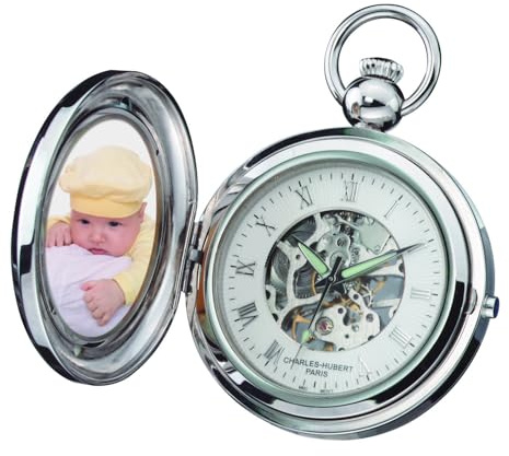 Charles Hubert 3849 Mechanical Picture Frame Pocket Watch