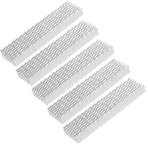 sourcing map Silver Tone Aluminum Radiator Heatsink Heat Sink Cooling Fins Cooler for Led Amplifier Transistor IC Module, 100x25x10mm/4x1x0.4 (Pack of 5)