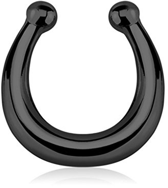 Autiga Nasenpiercing Nasenring Fake Piercing Septum Helix Hufeisen Clip On Hanger schwarz