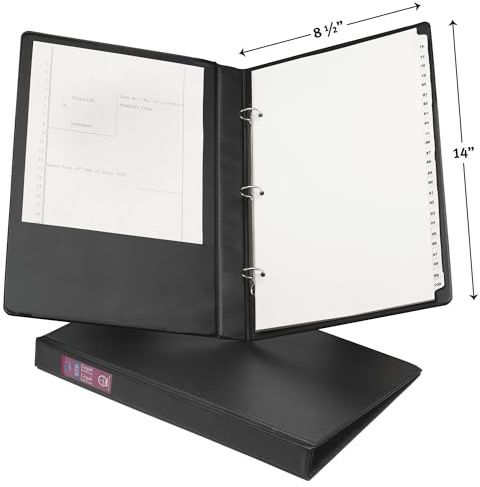 Avery Legal-Size Durable 3 Ring Binder, 1 Round Rings, Holds 8-1/2 x 14 Paper, Black, 175 Sheet Capacity, 1.4 Wide Spine, 2 Pockets, Ideal for Document Protection & Organizing Reports (06400)