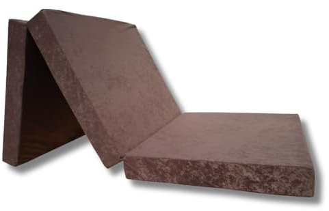 Natalia Spzoo – gemütliche Faltmatratze für einen erholsamen Schlaf – Klappmatratze mit Schaumstoffkern & abnehmbarem Bezug – 3-teilige klappbare Schlafmatte 195 x 65 x 8 cm (Brown)