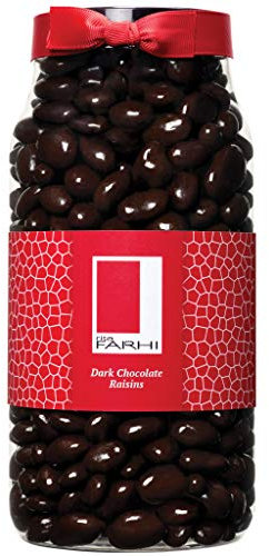 Rita Farhi Dark Chocolate Raisins Luxury Gift Jar 870g – Juicy Raisins Coated in Smooth Belgian Dark Chocolate, Vegetarian & Palm Oil Free - Gift for Birthdays & Celebrations