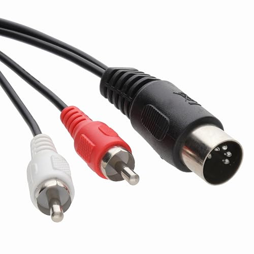 kenable 5-polig DIN-hankontakt till 2 x RCA Phono-hankontakter Audiokabel 0.5 m [0.5 meter/0.5m] Svart